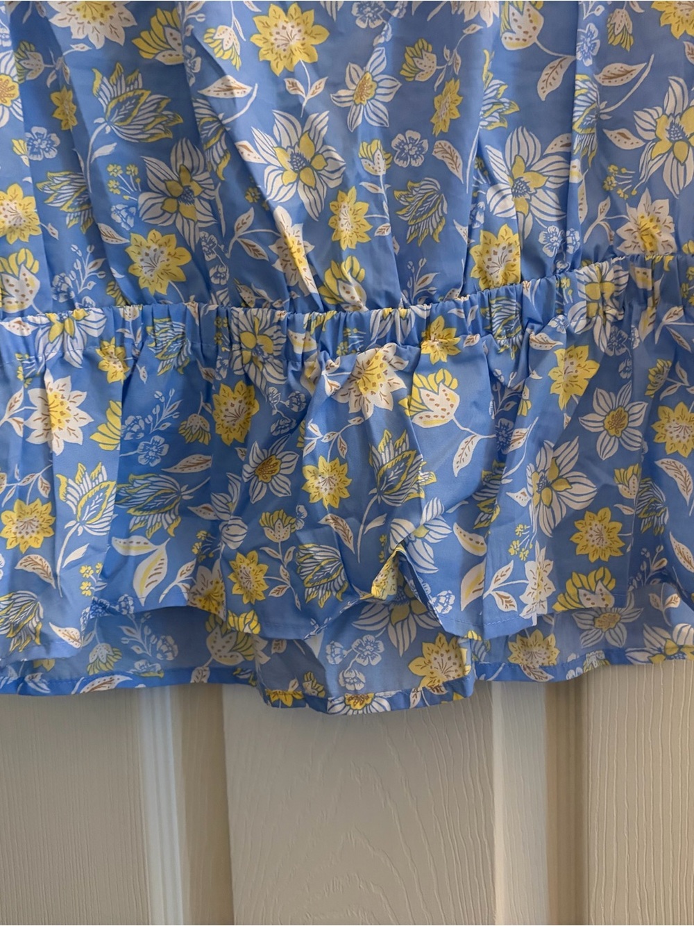 Ann Taylor Blue Floral Ruffle Peplum Blouse - Picture 9 of 10